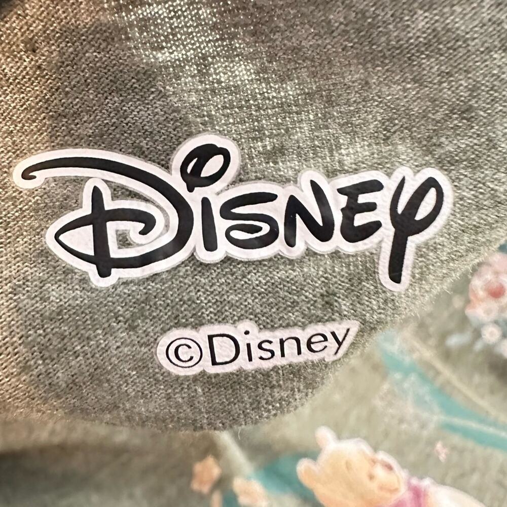 Disney Pooh Eeyore Piglet Tiger Floral Spellout Tee Shirt Green Size Med - Picture 4 of 5